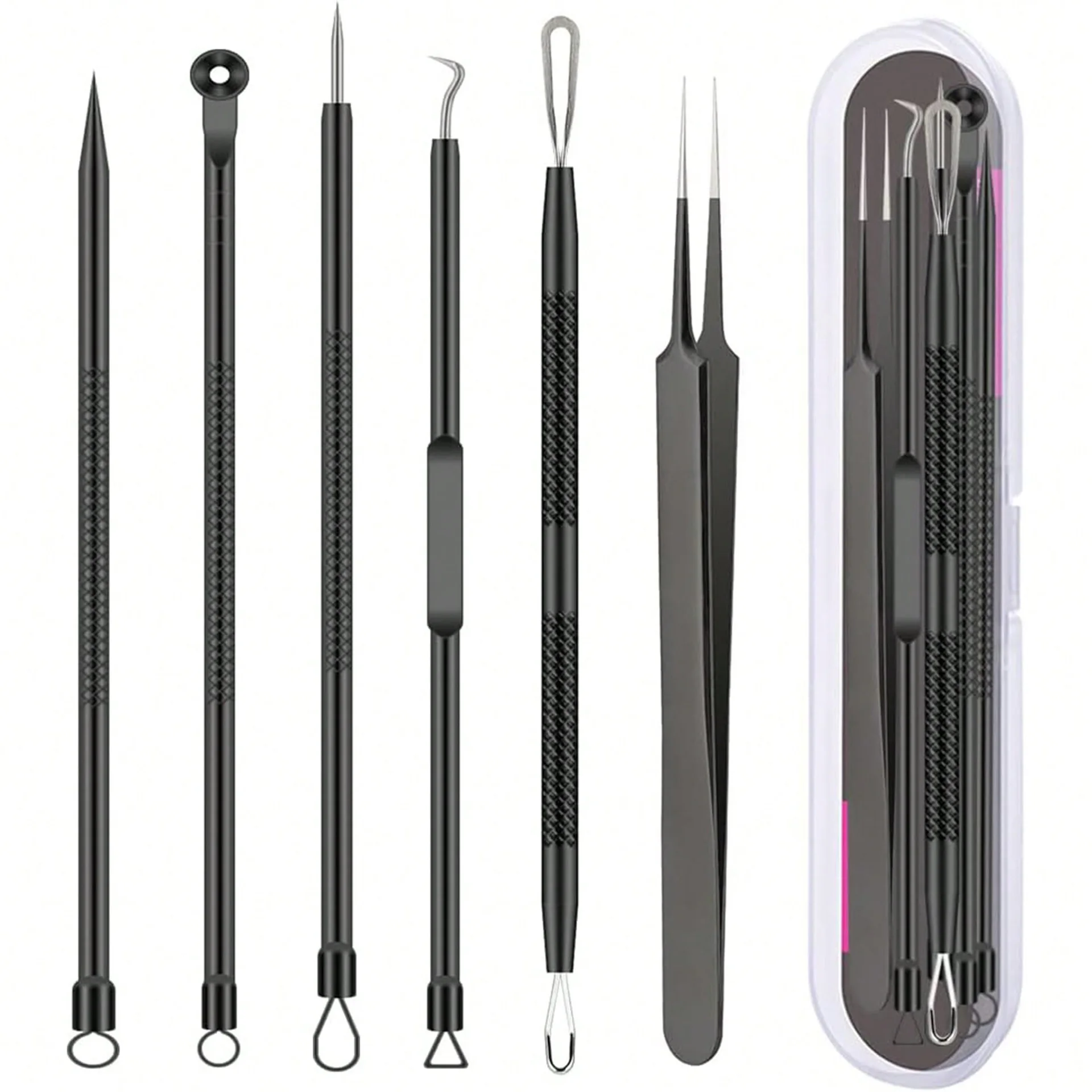 6PCS Pimple Removal Tool Black - Luxury Skincare Acne 评论和价格