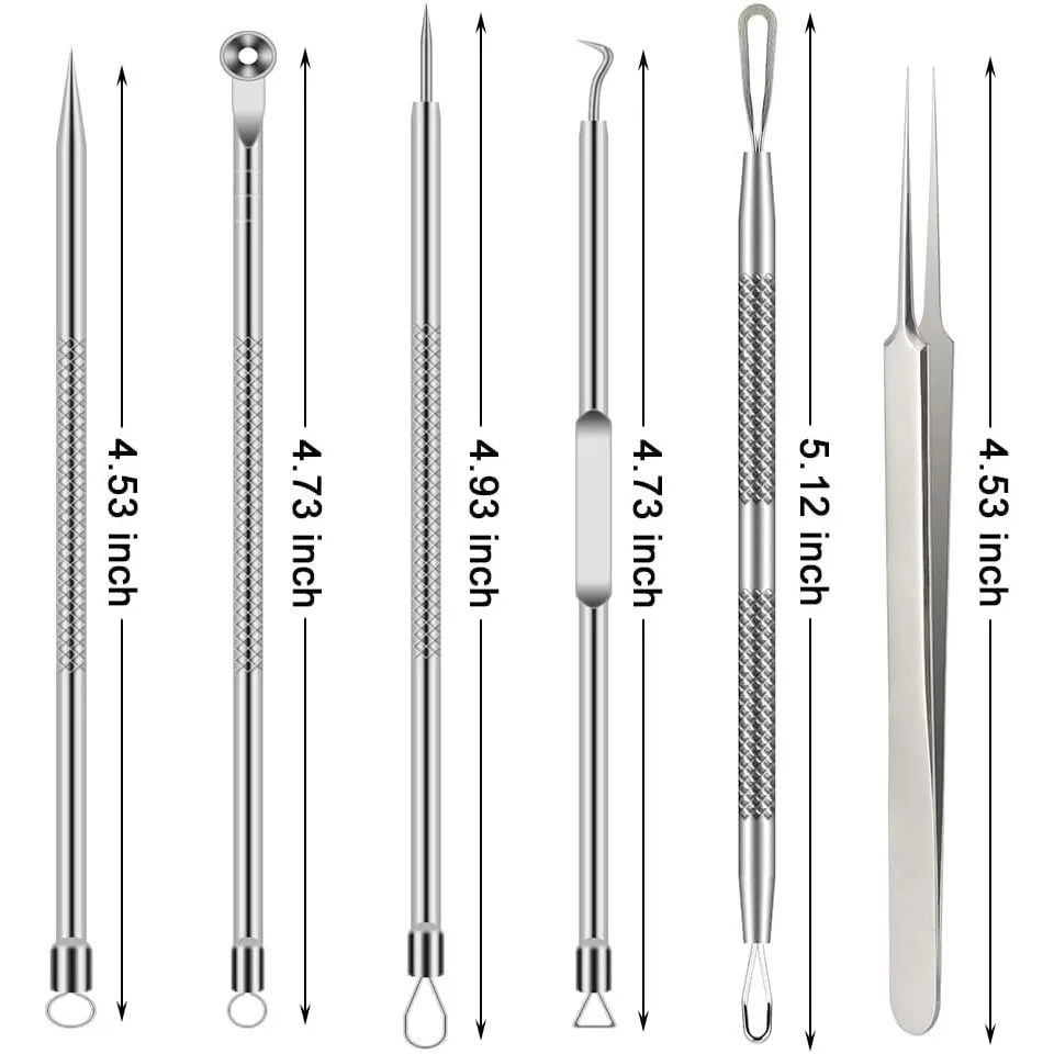 6PCS Pimple Removal Tool Black - Luxury Skincare Acne 评论和价格