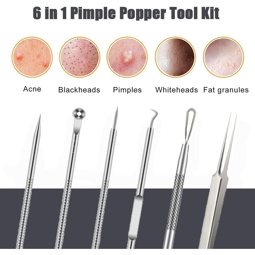 6PCS Pimple Removal Tool Black - Luxury Skincare Acne 评论和价格